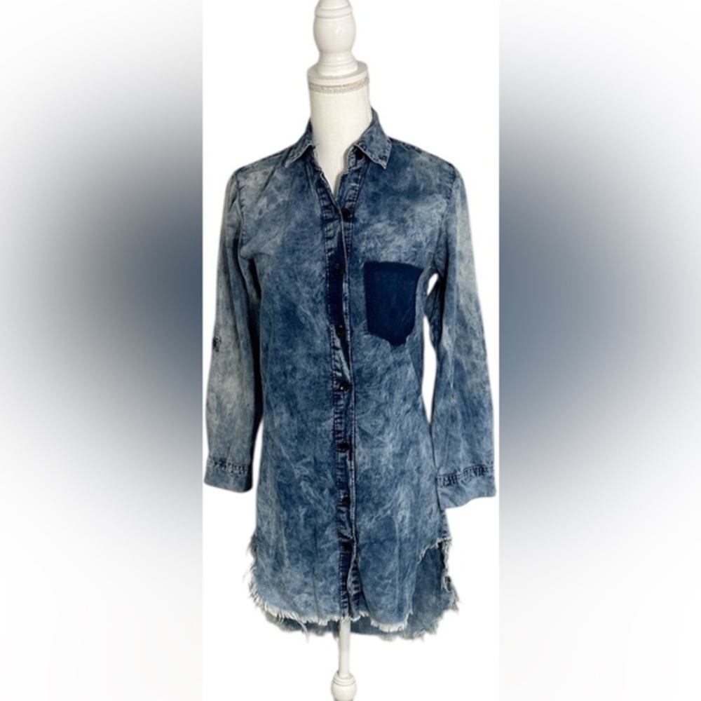 Thrill Blue Denim Long Sleeve Dress